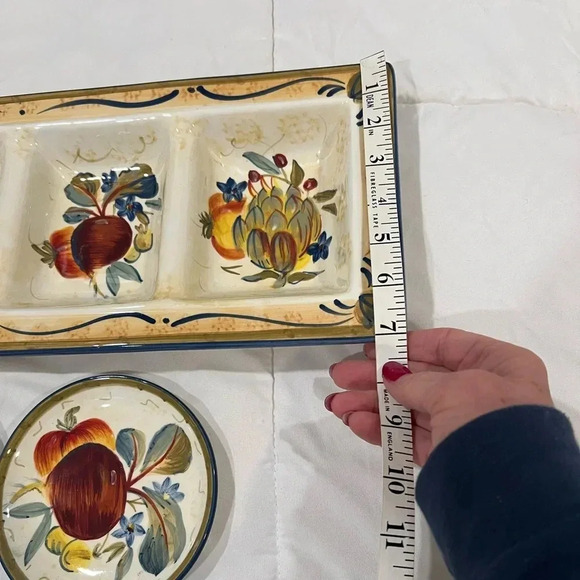 Certified International rare set 19” relish tray with 5” plates. Colorful set! - Picture 4 of 9